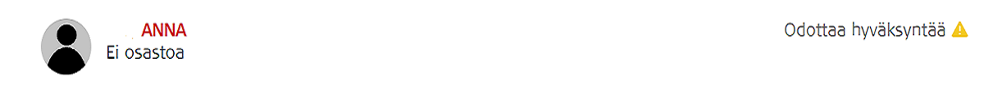 Kuvakaappaus Oma-järjestelmästä. Vapaaehtoisen nimen vieressä on teksti, joka näkyy siihen asti, että vapaaehtoinen hyväksyy kutsun.