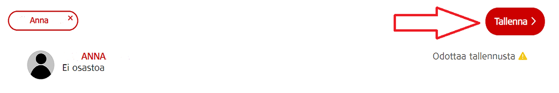 Kuvakaappaus Oma-järjestelmästä. Punainen nuoli osoittaa, mitä tulee painaa vapaaehtoisen kutsumiseksi ryhmään.
